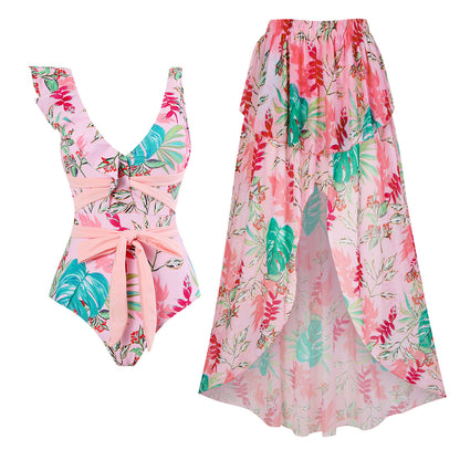 Dame elegant badetøj sæt med blomster indpakningsdesign Stilla