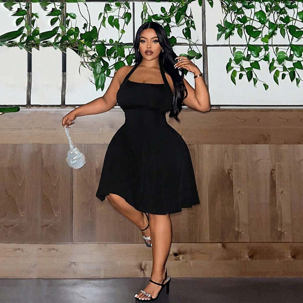 Dame elegant A-linje kjole med skulderløst design Stilla