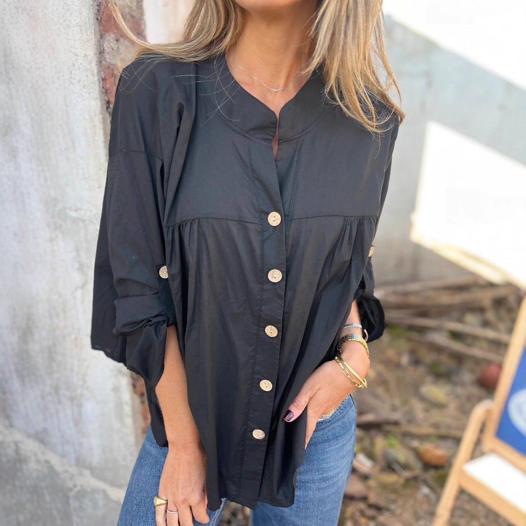 Dame afslappet bluse med knapdetaljer Stilla