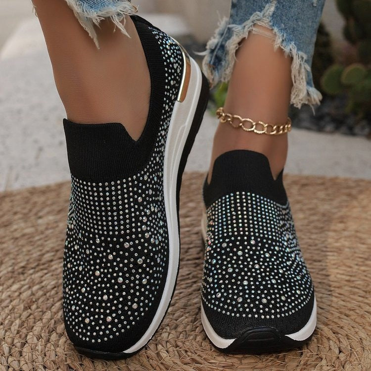 Dame Sneakers med glitrende strass accenter og elastisk indsats Stilla
