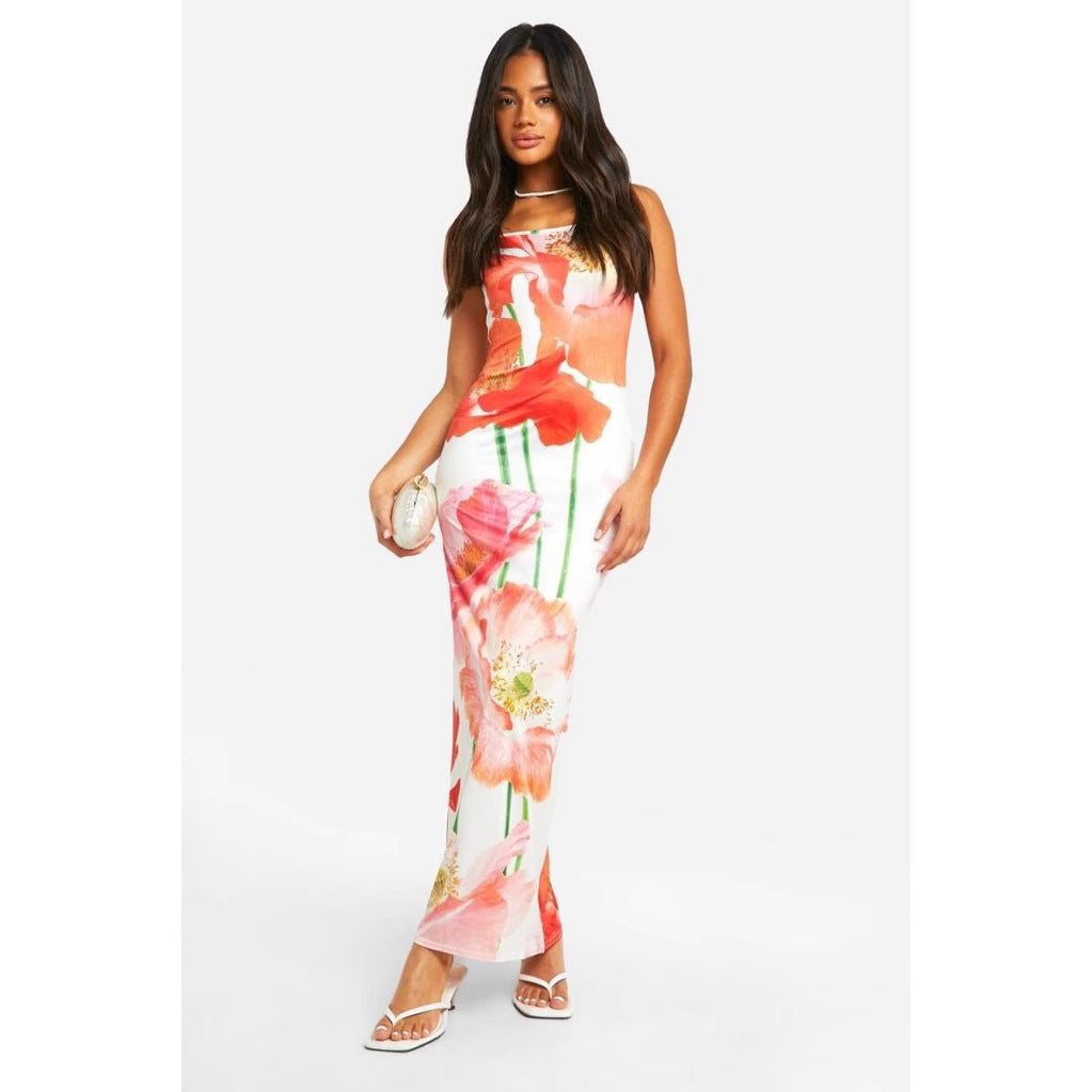 Dame A-linje Blomster Maxikjole Stilla