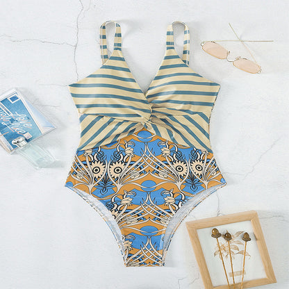 Dame V-udskæring Stribet Heldragt Badetøj Stilla