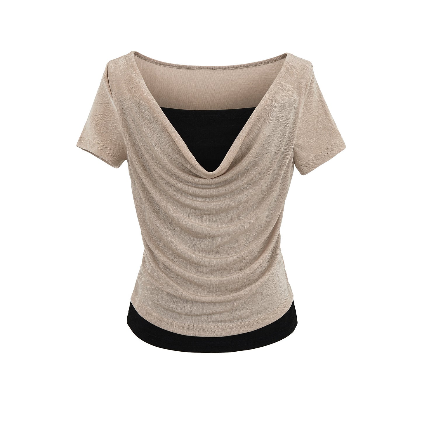 Dame elegant drapeetop med legende design og rund halsudskæring Stilla