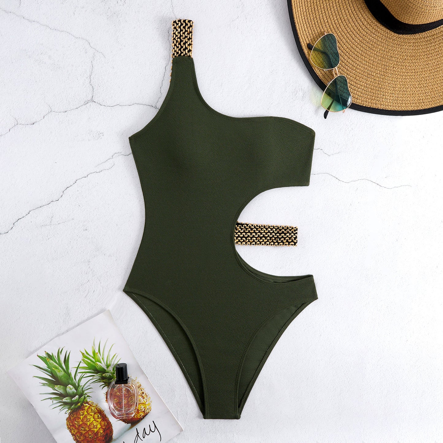 Dame Cut-Out En-skulder Monokini Badetøj Stilla