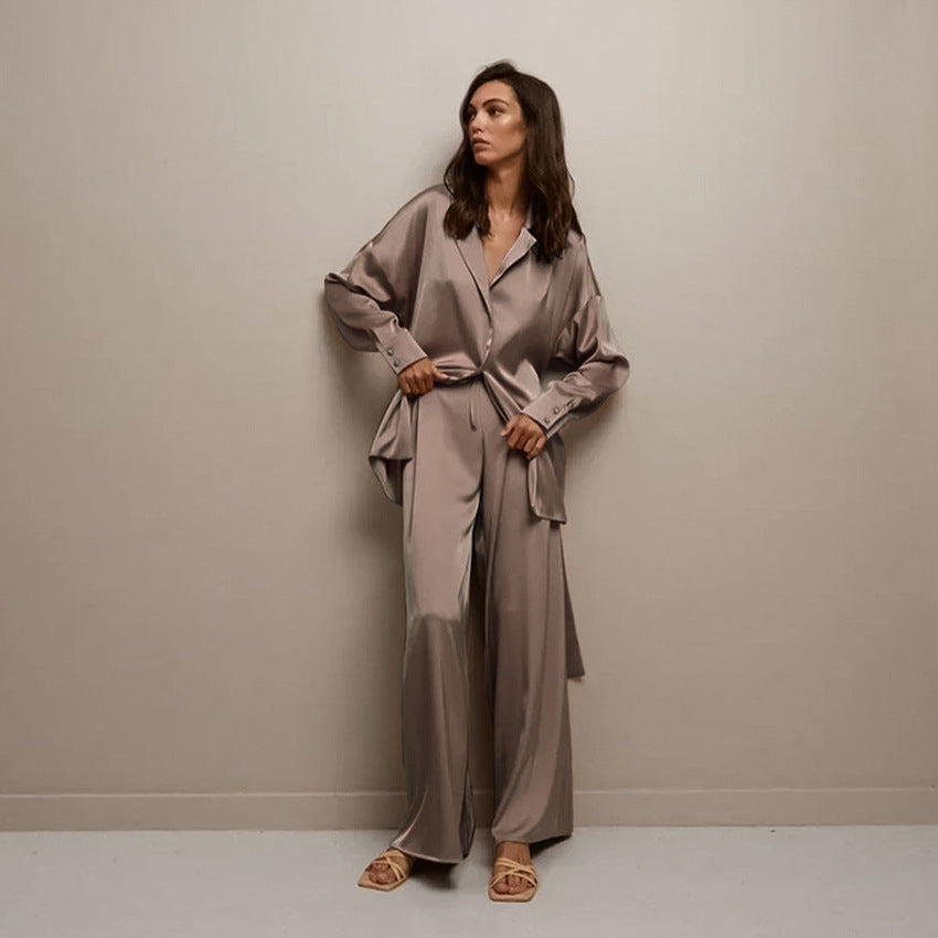 Dame Satin Pyjamas Sæt med elegante knapdetaljer og komfortabel pasform Stilla