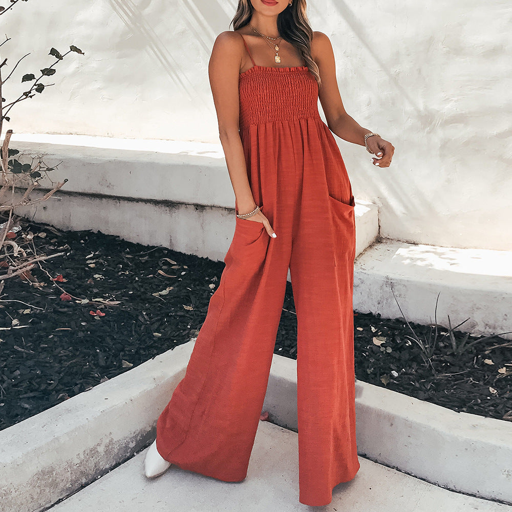 Dame Smocked Waist Bred Beinform Jumpsuit Stilla