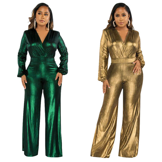 Dame Glamourøs Jumpsuit med glitrende overdel og bredt ben Stilla