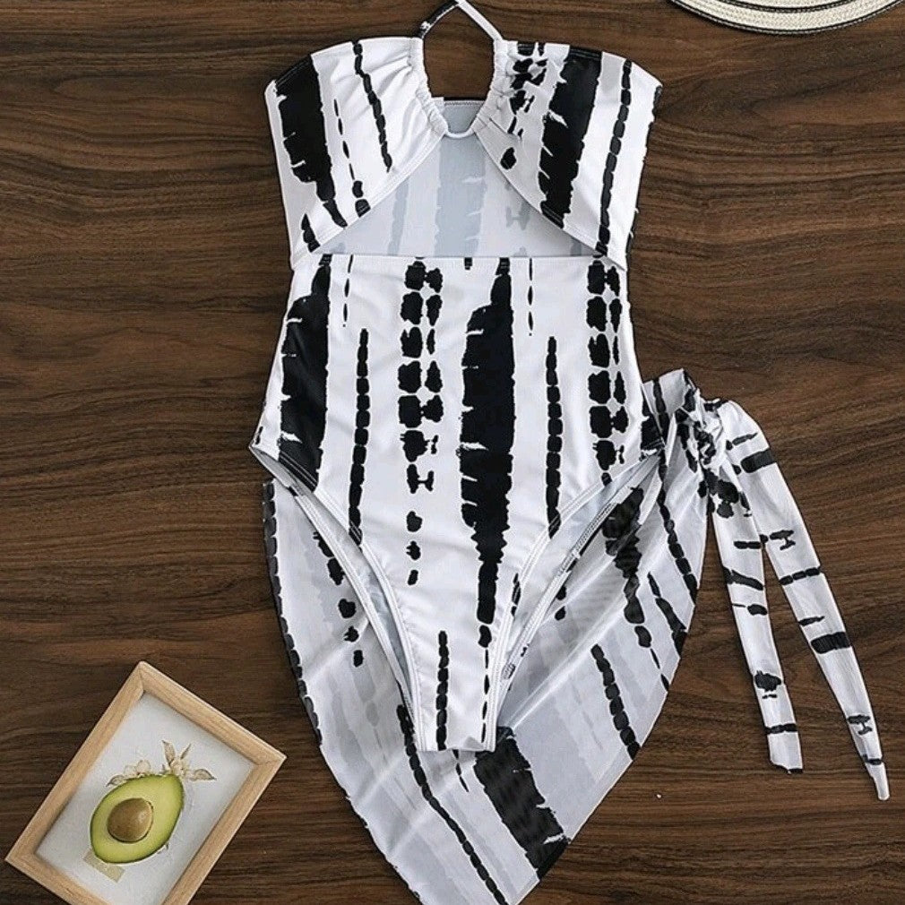 Dame Cut-Out Bandeau En-del med asymmetrisk indpakning Stilla