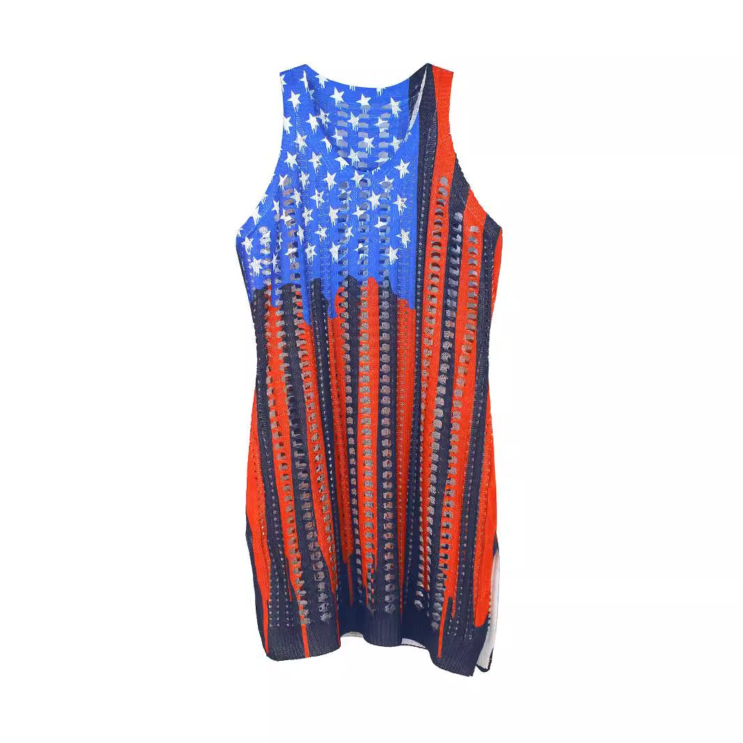 Dame afslappet strandkjole med broderet stjernes mønster Stilla