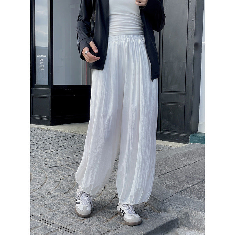 Dame afslappede højtaljede fritidsbukser med elastisk talje og lommer Stilla