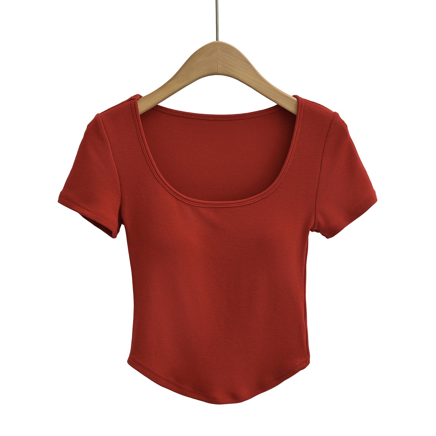 Dame elastisk rundhalset kortærmet skjorte med tætsiddende snit og blød bærekomfort Stilla