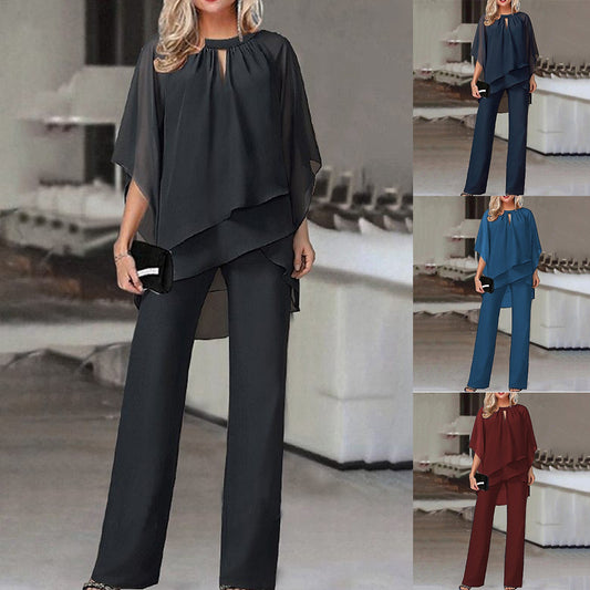 Dame Elegant Cape-Stil Jumpsuit Sæt Stilla