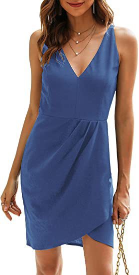 Dame afslappet cocktailkjole med V-hals Stilla