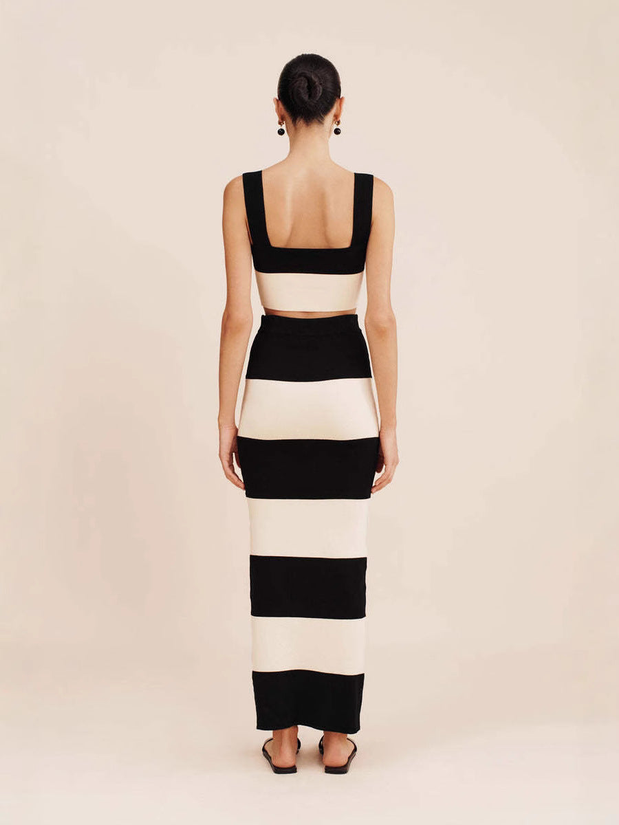 Dame cropped top med bredt bånd og tætsiddende maxi nederdel Stilla