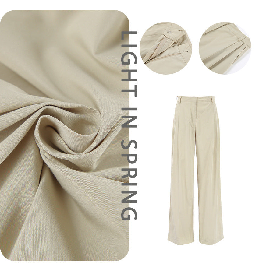 Dame elegant høj talje bukser med vidde ben og elegant plissering Stilla
