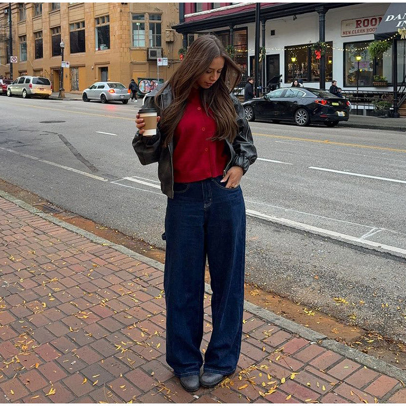 Dame afslappet kunstlæderjakke med voluminøse ærmer Stilla