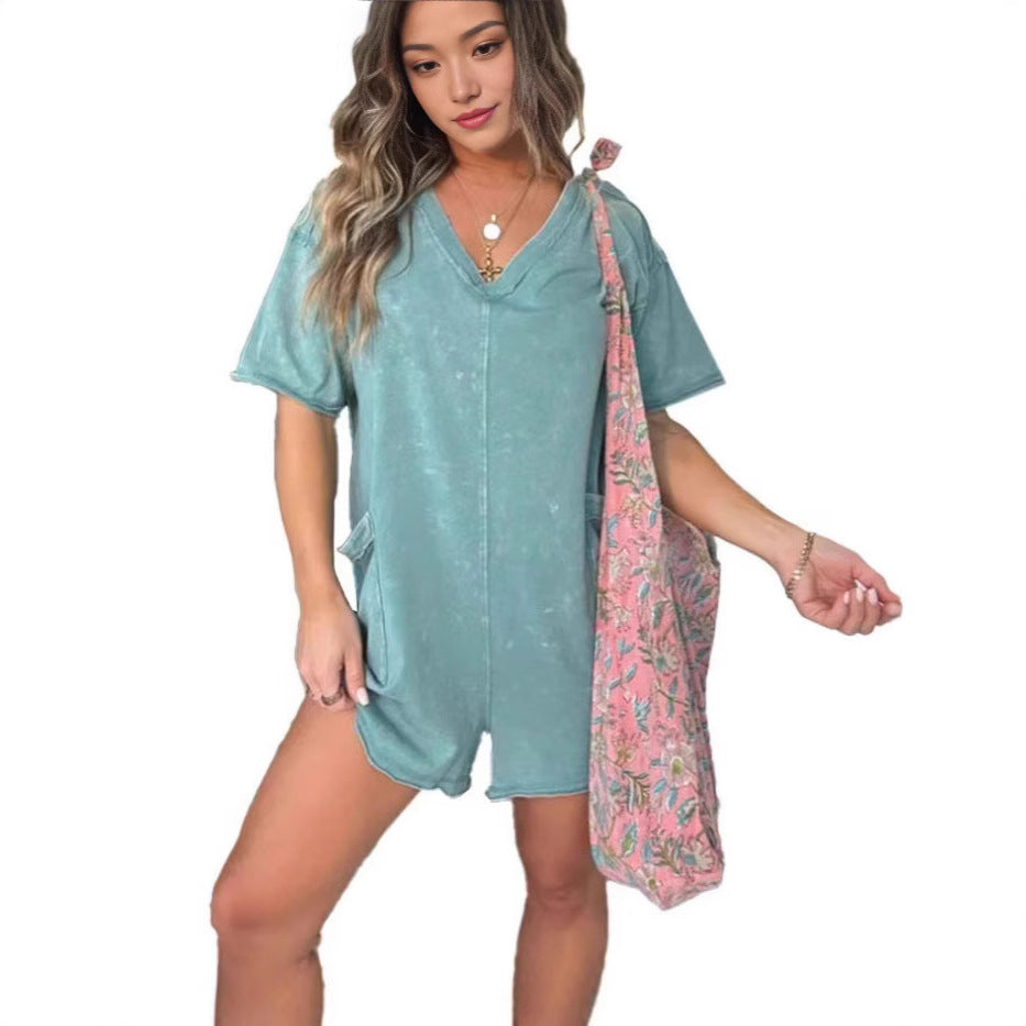 Dame Casual Oversized V-Hals Jumpsuit Stilla