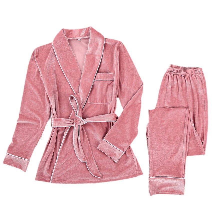 Dame Fleece-nattøj sæt med komfortabel morgenkåbe og elegante detaljer Stilla
