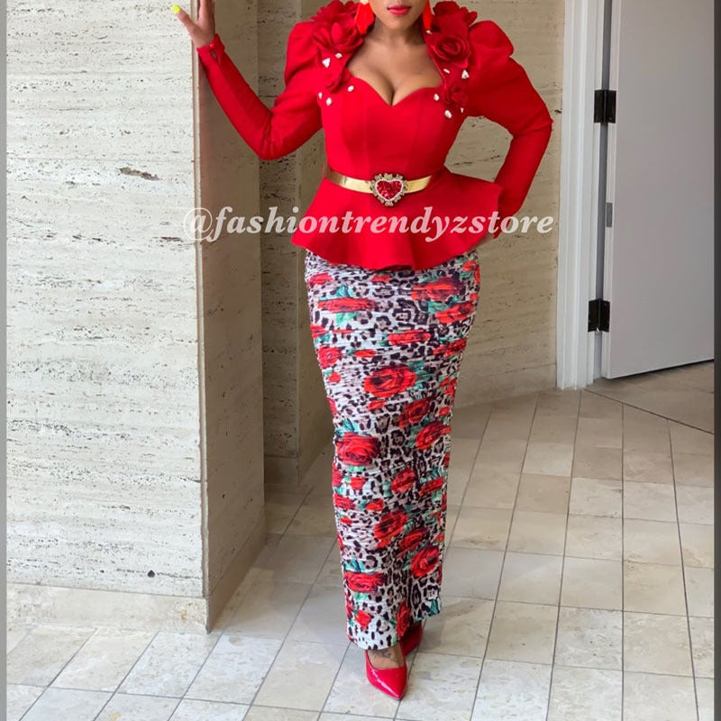 Dame Elegant Blusekjole med blomsterakcenter og figursyet snit Stilla