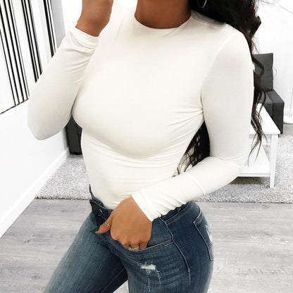 Dame Langærmet Bodysuit i hudvenligt strækstof med figursyet snit Stilla