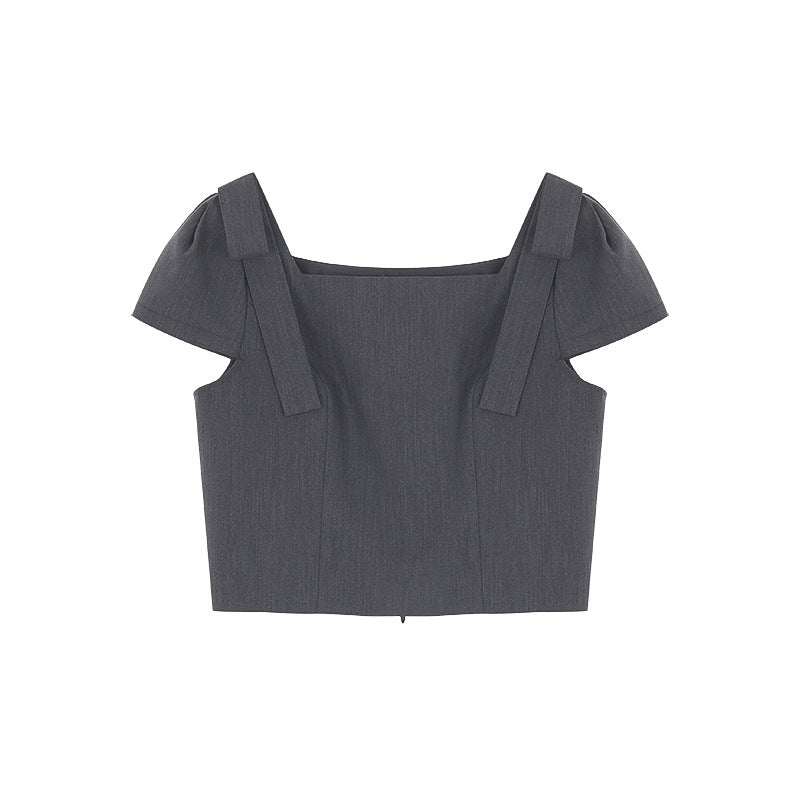 Dame elegant A-linie kjole med firkantet halsudskæring og dekorative sløjfer Stilla