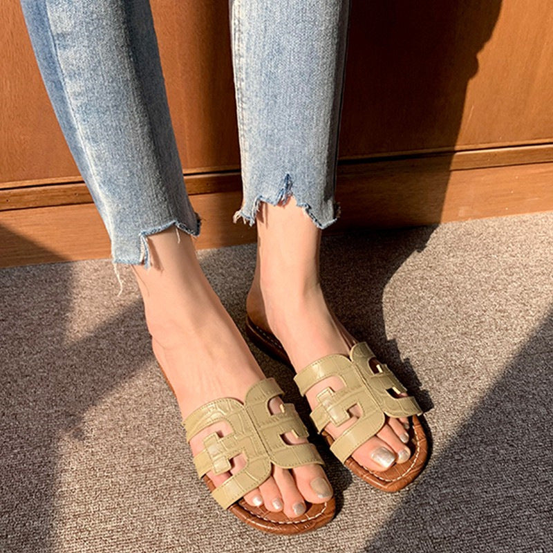 Dame Åben-Tå Rutsjesandaler med Dekorative Remme Stilla