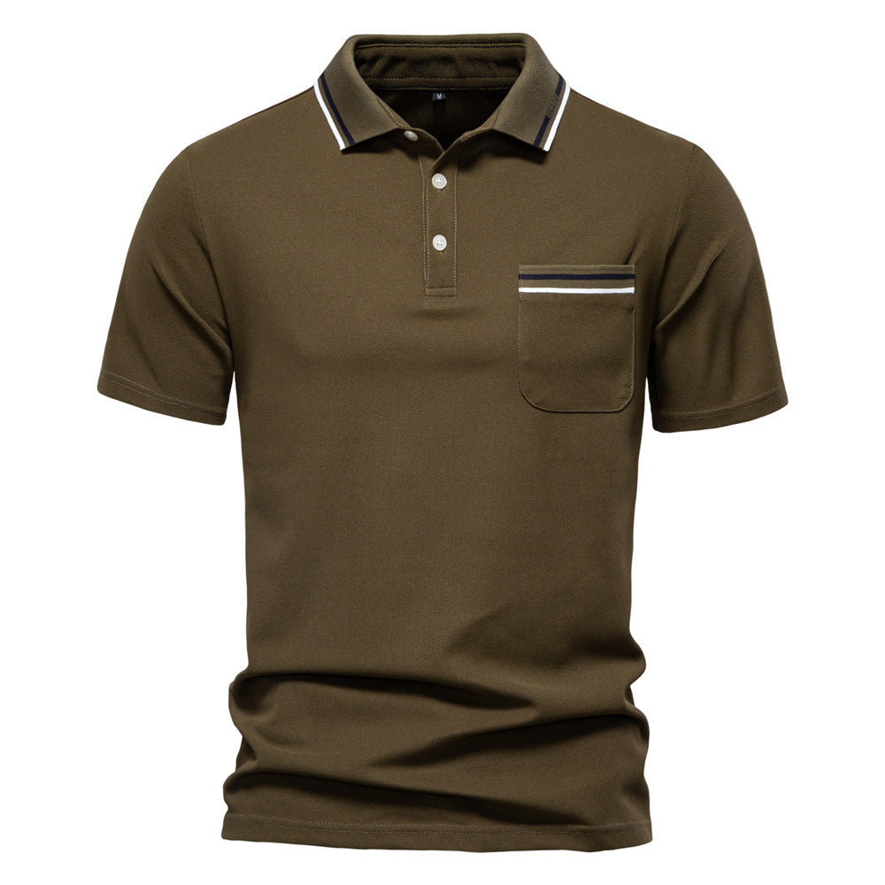 Herre polo T-shirt med elegante kontraststriber og praktisk brystlomme Stilla