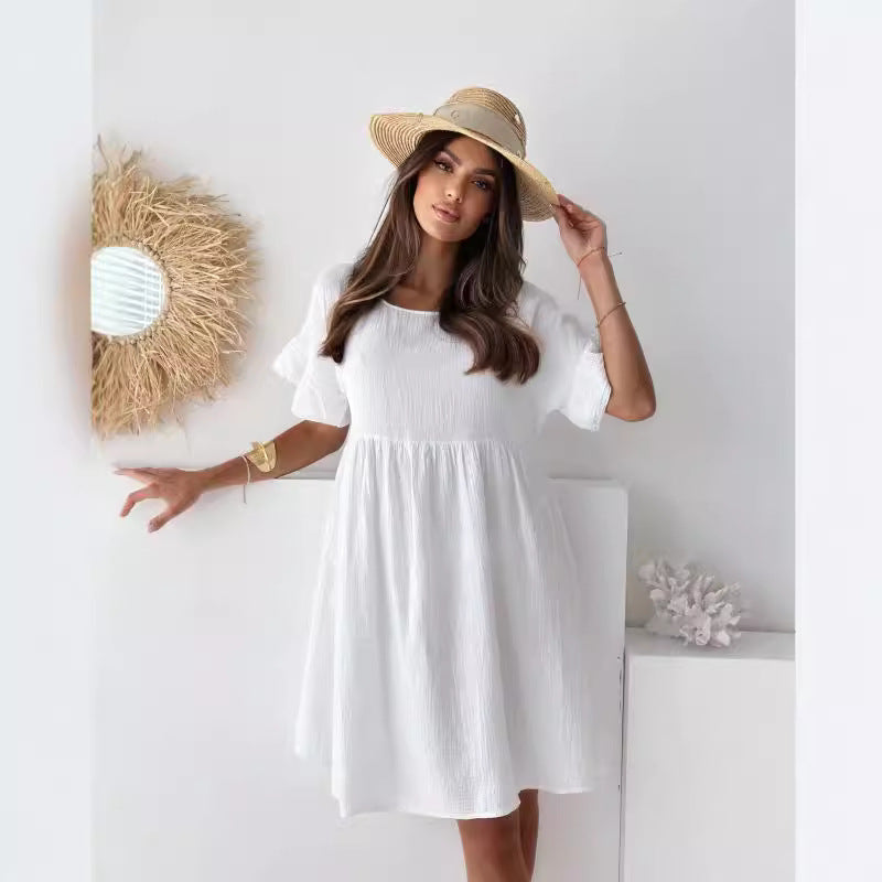 Dame afslappet slå-om-kjole med luftige ærmer og flatterende snit Stilla