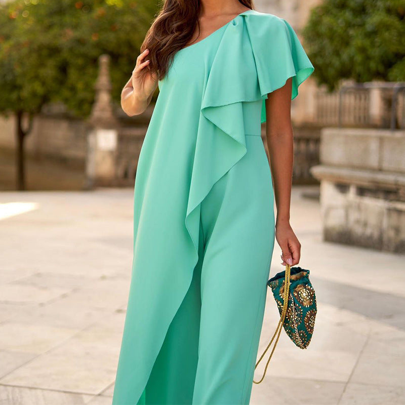 Dame asymmetrisk halterneck jumpsuit Stilla