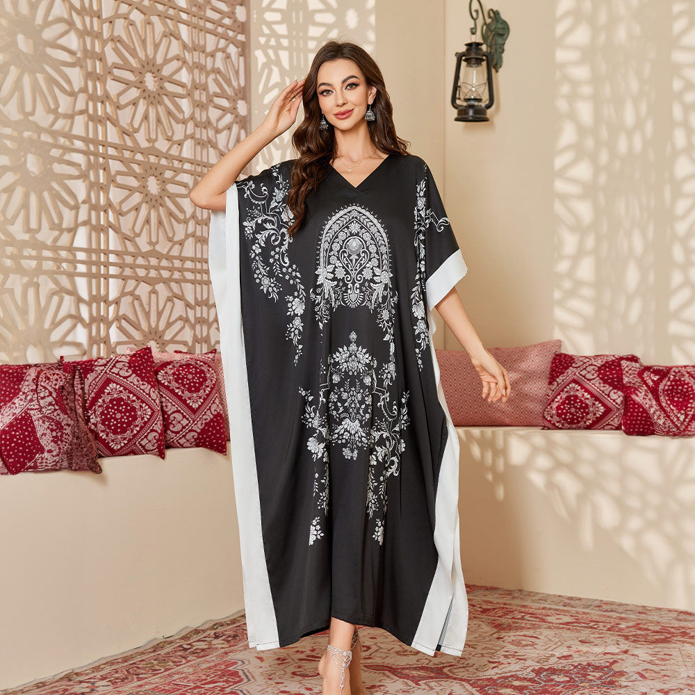 Dame elegant Kimono-Style Strandkaftan med blomstret design Stilla