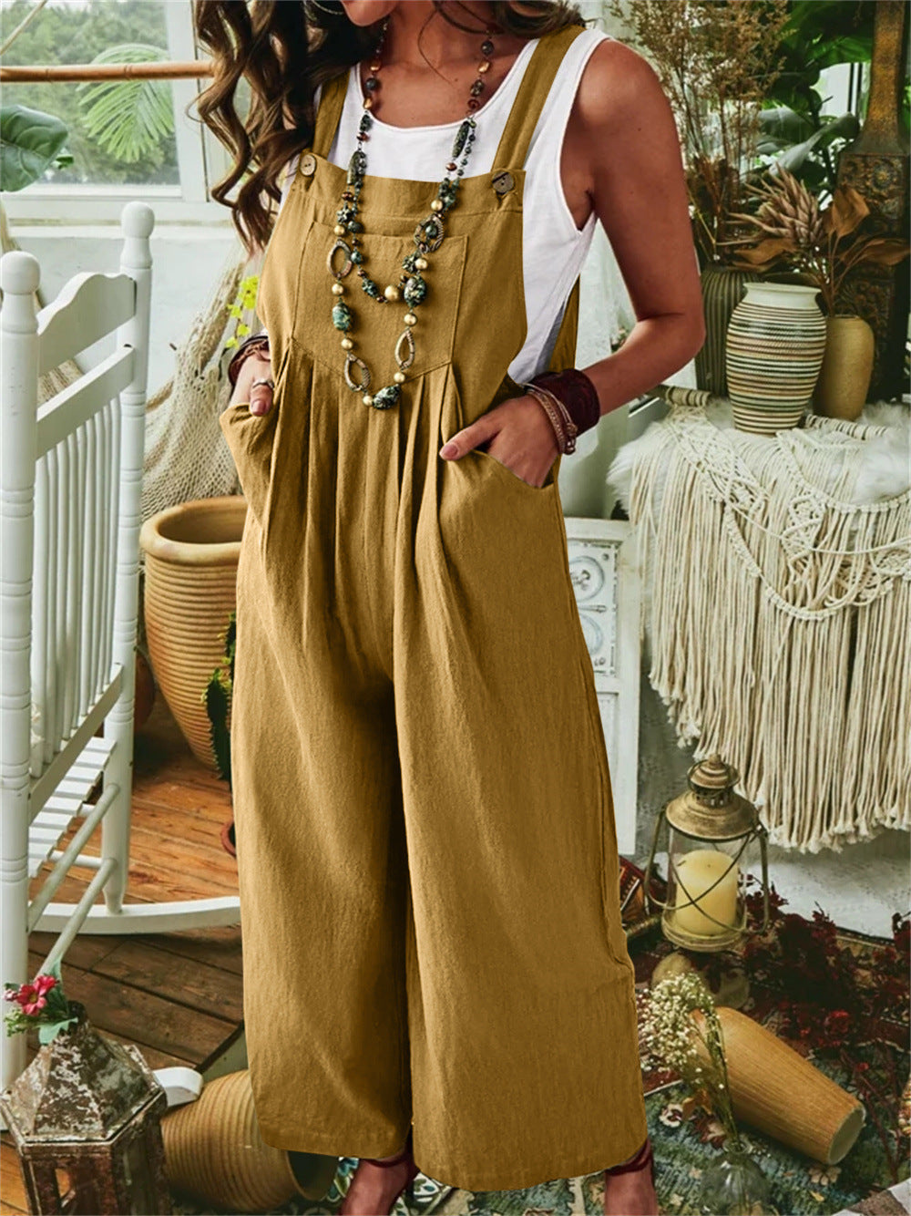 Kvinder justerbare stropper bredbenet jumpsuit Stilla