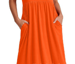 Dame afslappet maxikjole med elastisk talje og dyb flæse Stilla