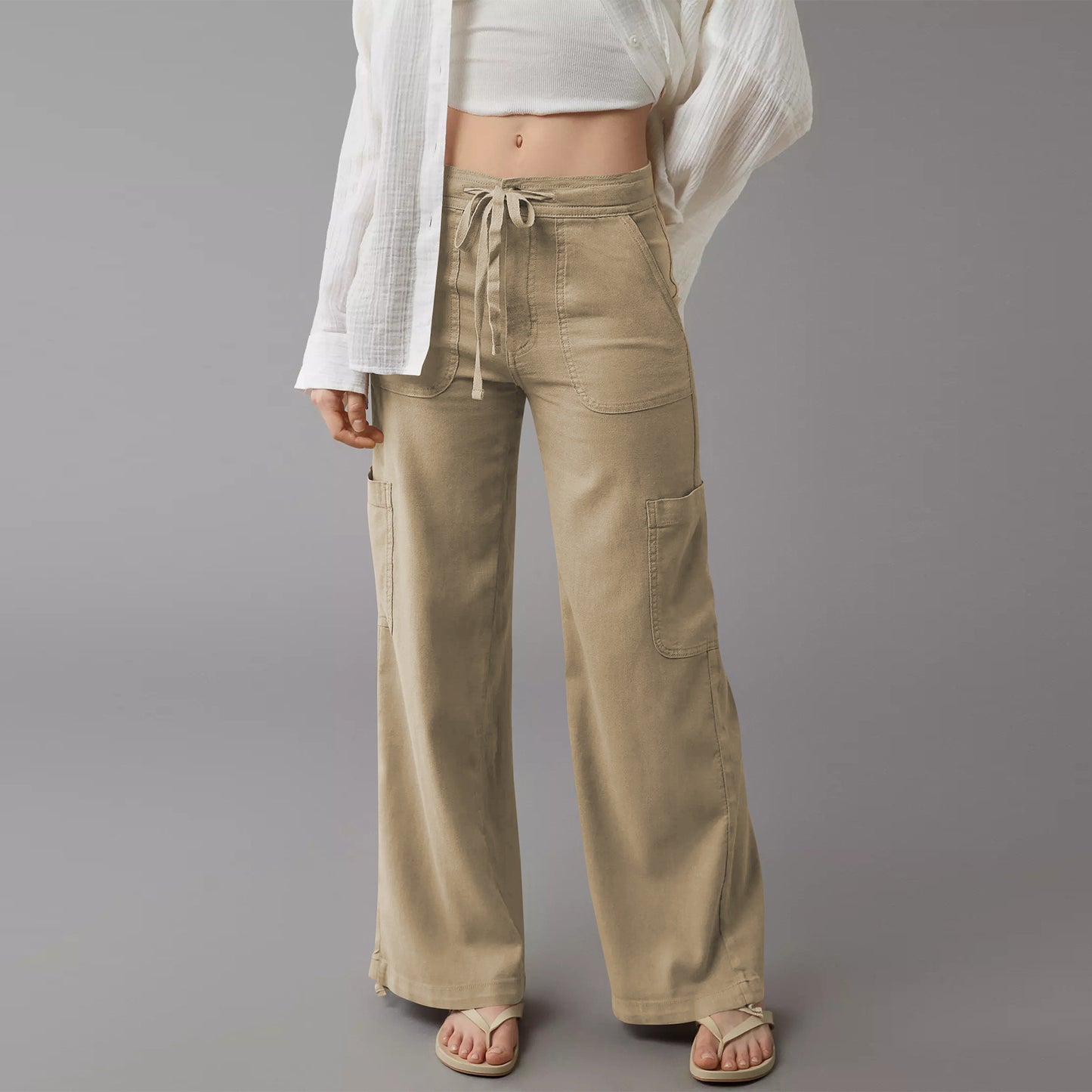 Dame afslappet Cargo-bukser med elastisk talje og praktiske sidelommer Stilla