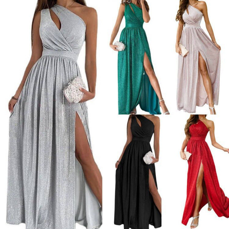 Dame Elegant Højslids Halter Maxi Kjole Stilla