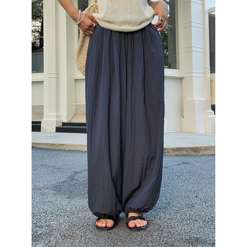 Dame afslappede højtaljede fritidsbukser med elastisk talje og lommer Stilla