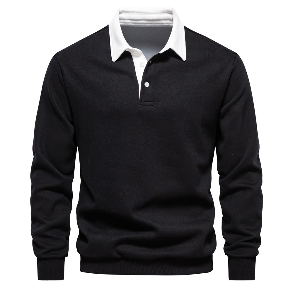 Herrer Langærmet Poloshirt med elegant krave og blød bomuldsblanding Stilla