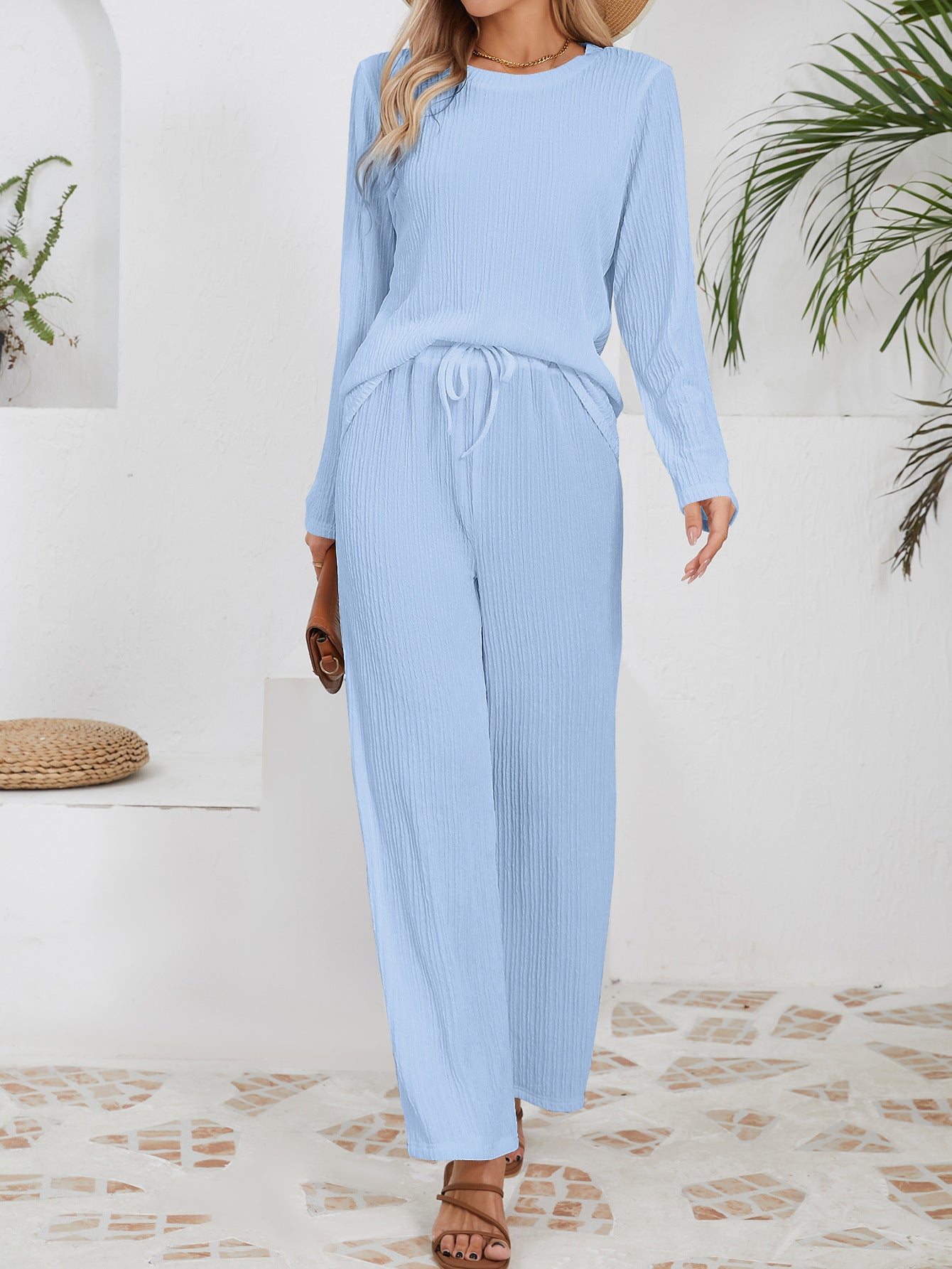 Dame afslappet lounge-sæt med bred pasform og elastisk bånd Stilla