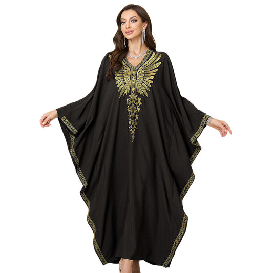 Dame elegant kaftan med kunstnerisk fjederdesign Stilla