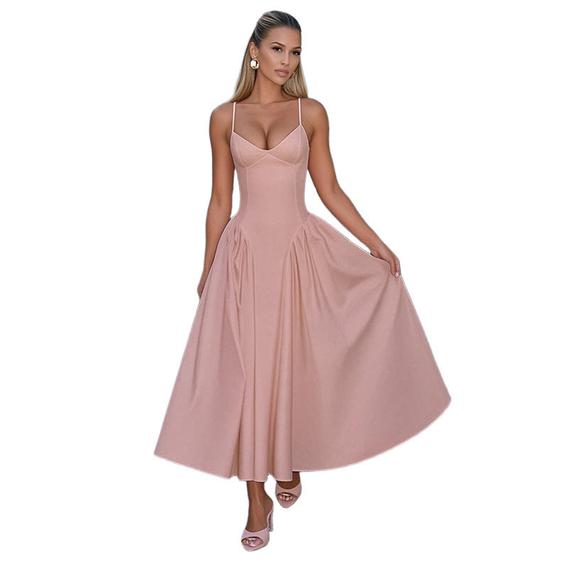 Dame A-linie maxikjole med spaghetti-stropper Stilla