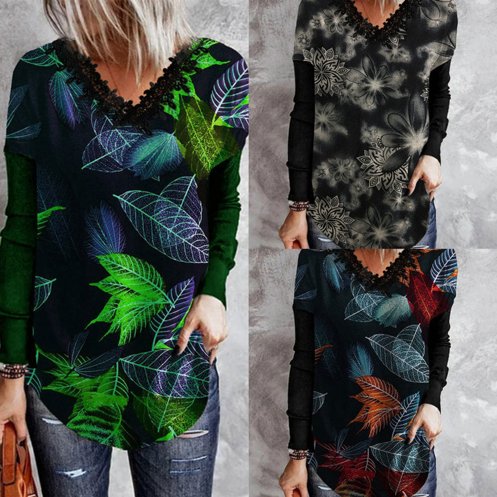 Stilla | Stilet Print V-Hals Blonde Lange Ærme Raglan T-shirt
