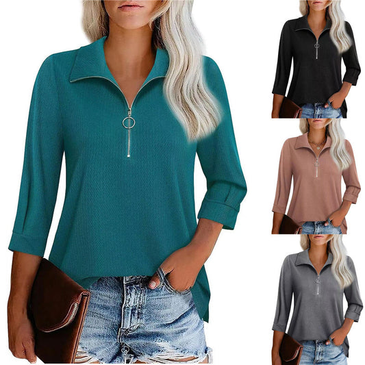 Dame afslappet polo-shirt med halvmandslås og moderigtigt design Stilla