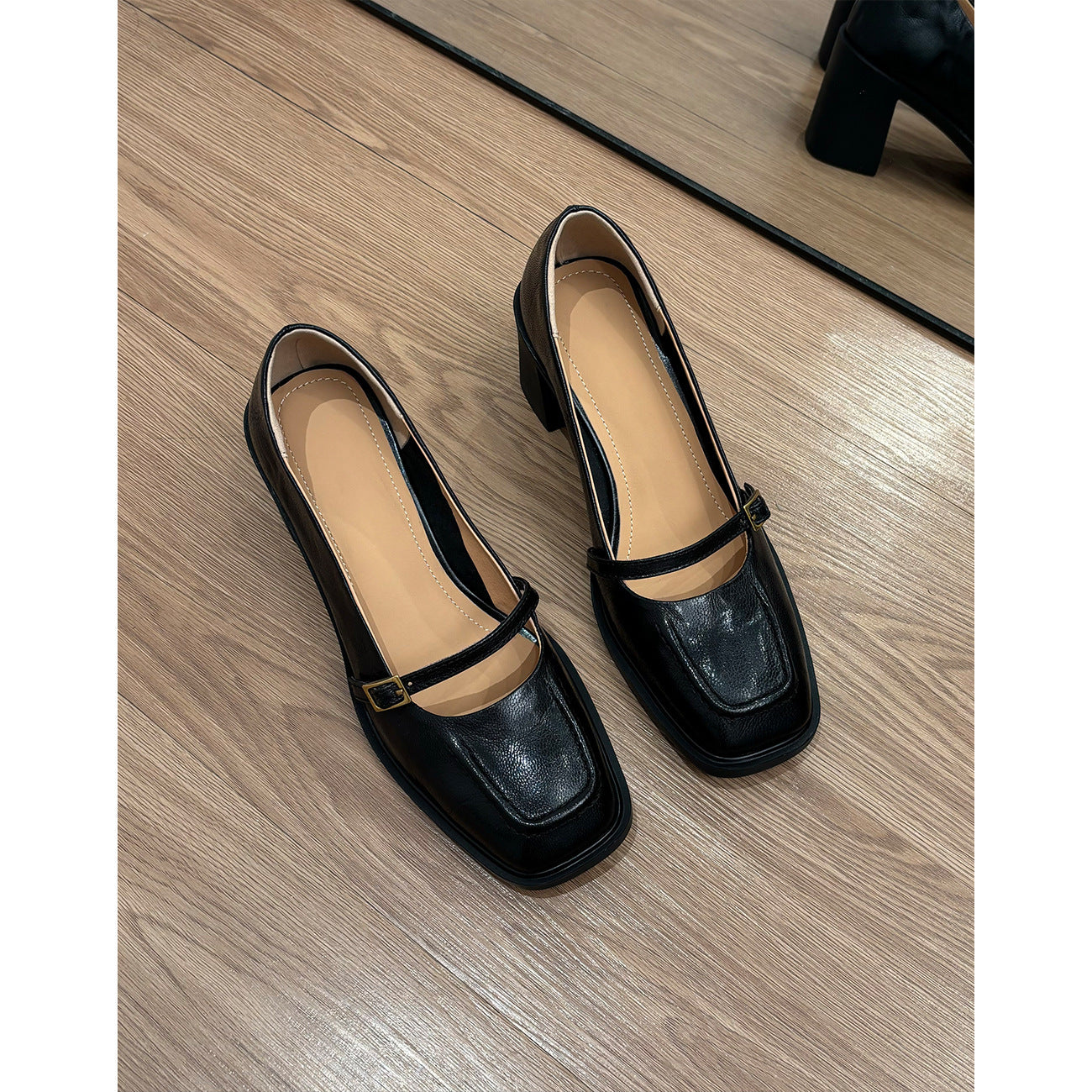 Dame Chunky Blockhæls Mary Jane Pumps med justerbar rem Stilla