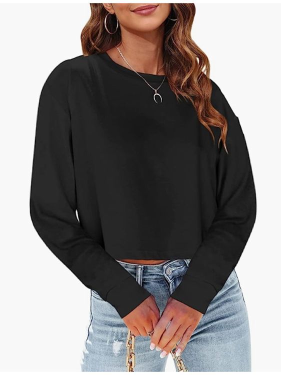 Dame Cropped Langærmet T-shirt med Pufærmer Stilla