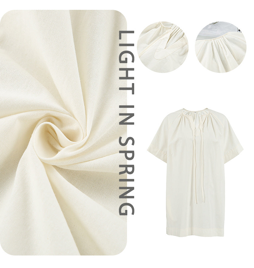 Dame afslappet linnedragt med sidelommer og løs pasform Stilla