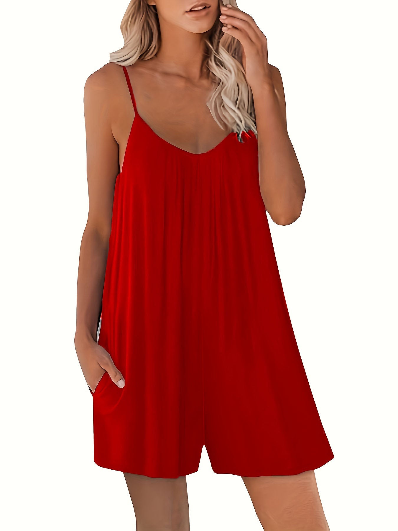 Dame afslappet jumpsuit med justerbare spaghetti-stropper og flydende snit Stilla