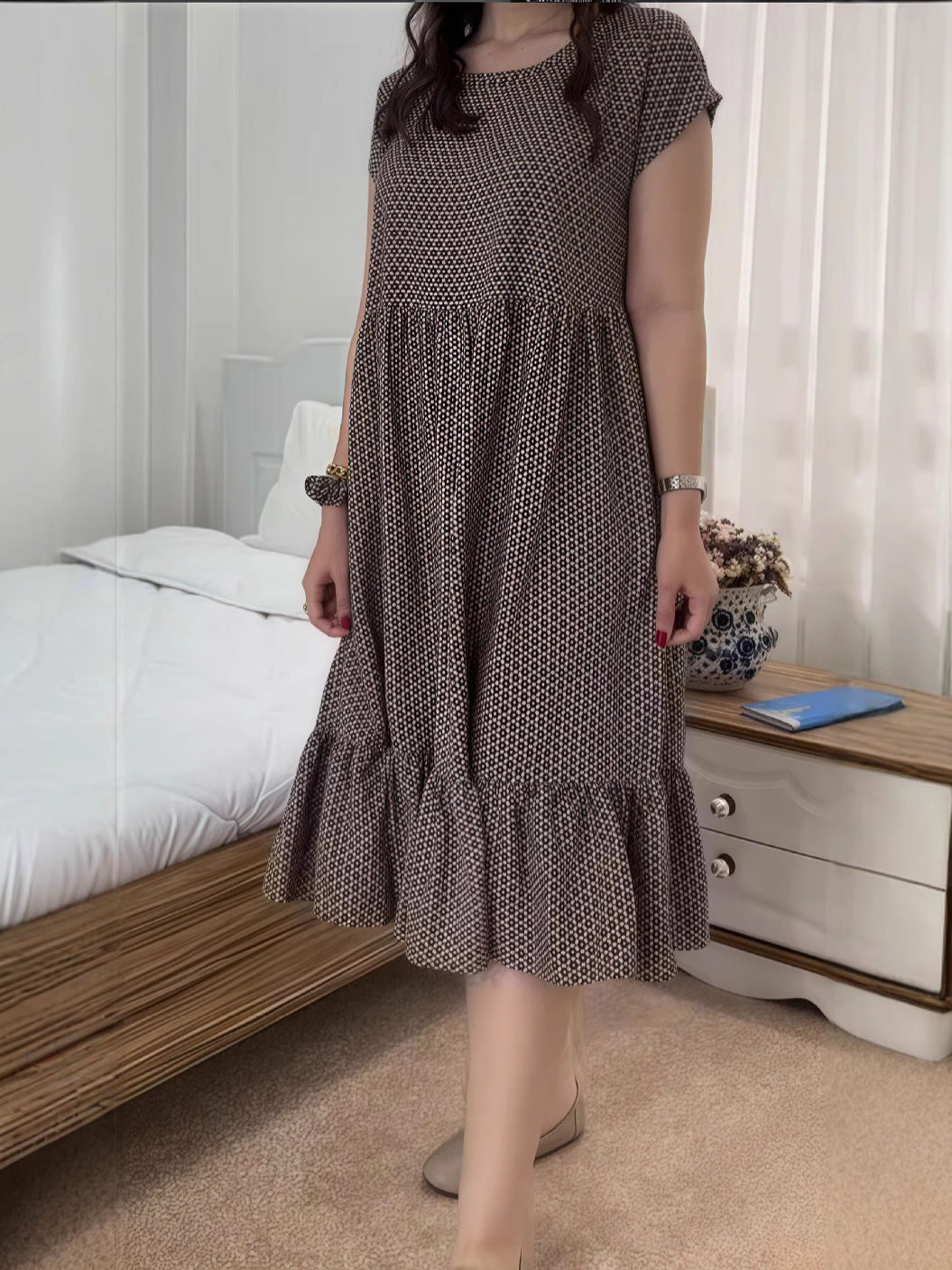 Dame afslappet sommerkjole med voluminøst skørt Stilla