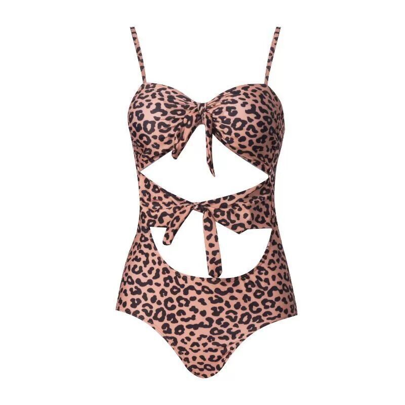 Dame Cut-Out Leopardmønster Enstykket Badedragt Stilla