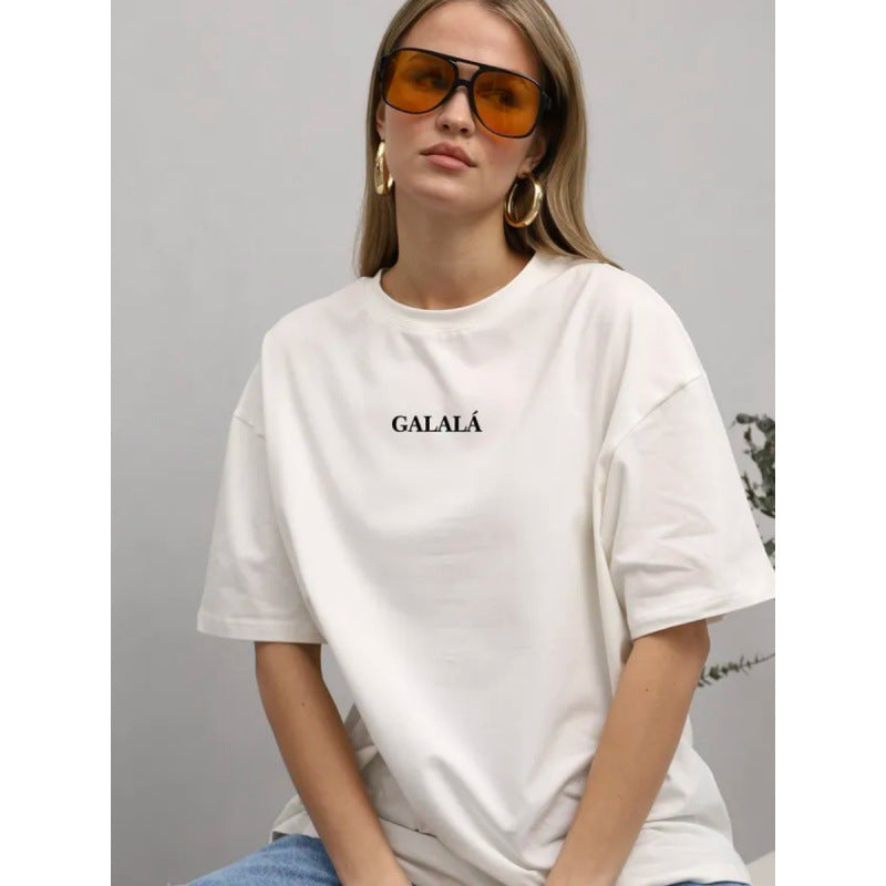 Dame T-shirt med kreativt orientalsk motiv og inspirerende skrift Stilla