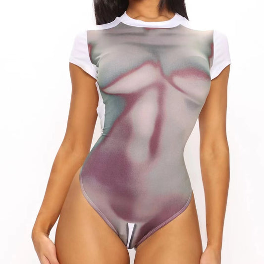 Dame bodysuit med moderne trykdesigns og tætsiddende snit Stilla