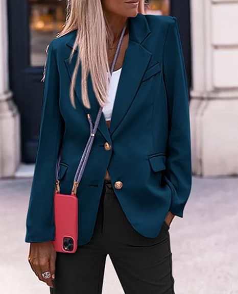 Dame afslappet blazer med gyldne knapdetaljer Stilla